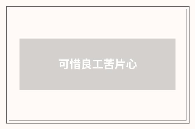 可惜良工苦片心