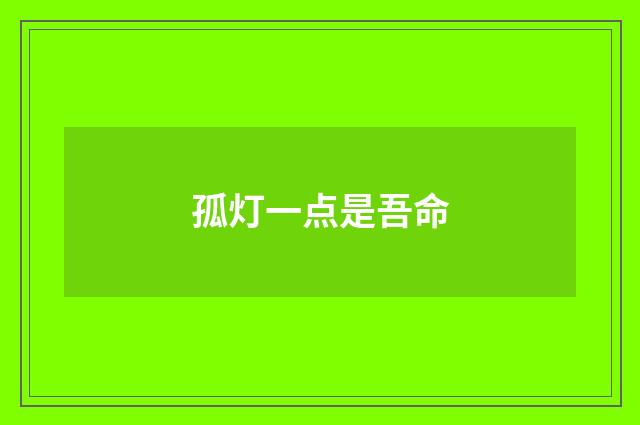 孤灯一点是吾命