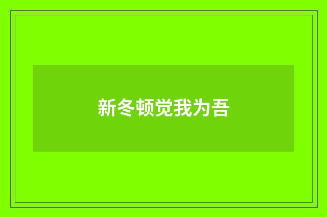新冬顿觉我为吾