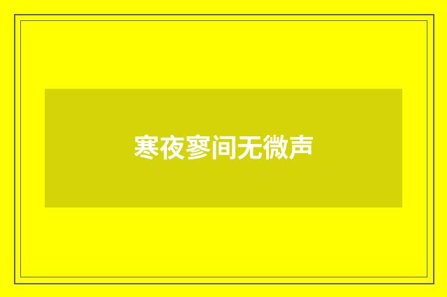 寒夜寥间无微声