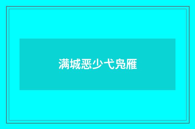 满城恶少弋凫雁