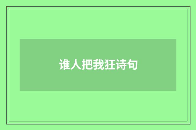 谁人把我狂诗句