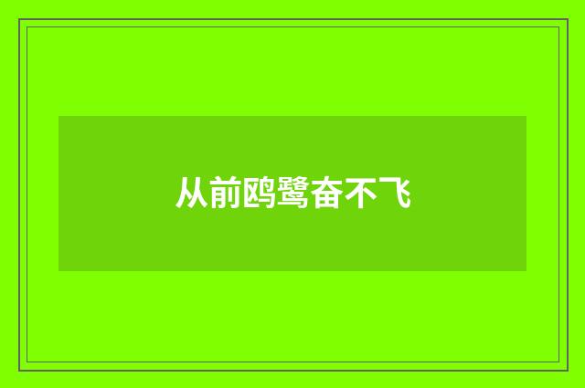 从前鸥鹭奋不飞