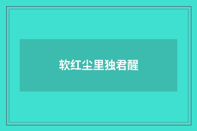 软红尘里独君醒