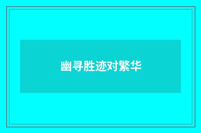 幽寻胜迹对繁华