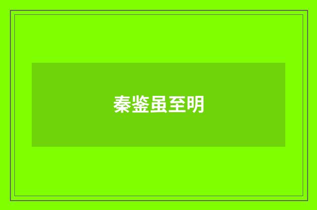 秦鉴虽至明