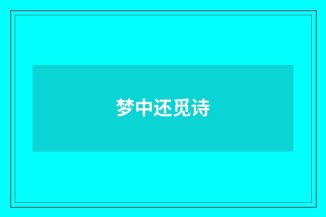 梦中还觅诗