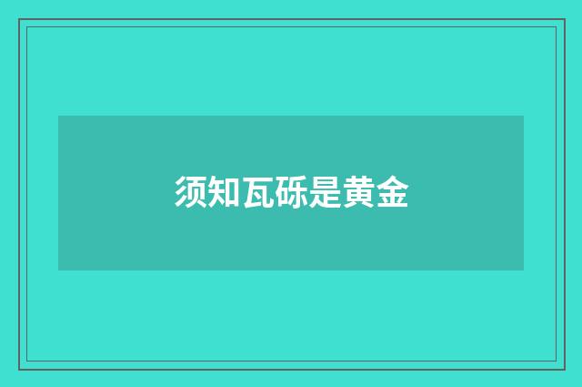 须知瓦砾是黄金