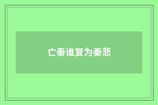 亡秦谁复为秦悲