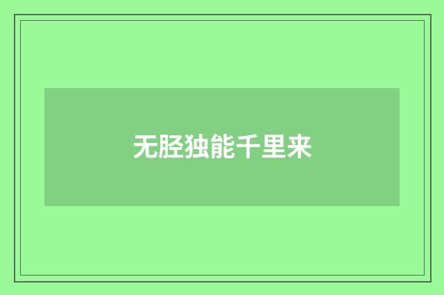 无胫独能千里来