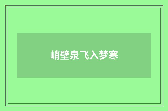 峭壁泉飞入梦寒