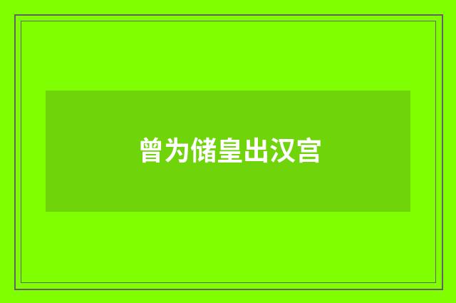 曾为储皇出汉宫