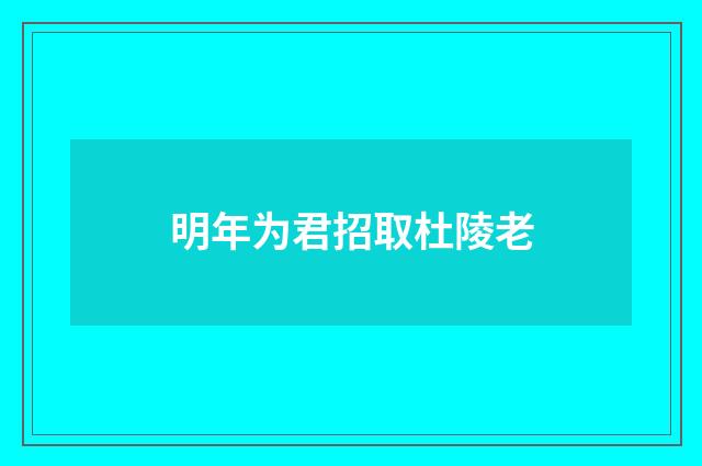 明年为君招取杜陵老