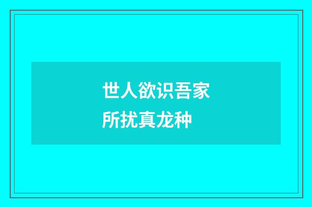 世人欲识吾家所扰真龙种