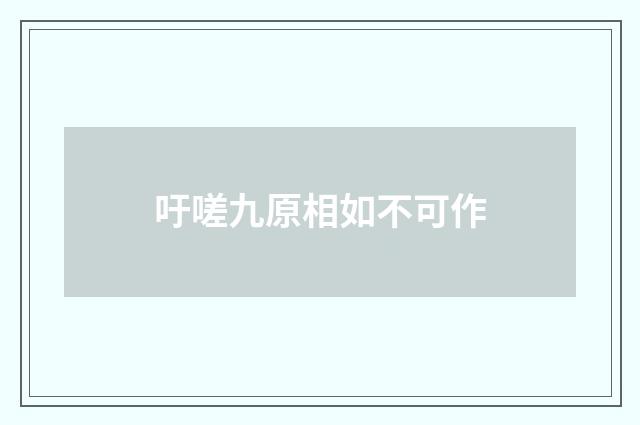 吁嗟九原相如不可作