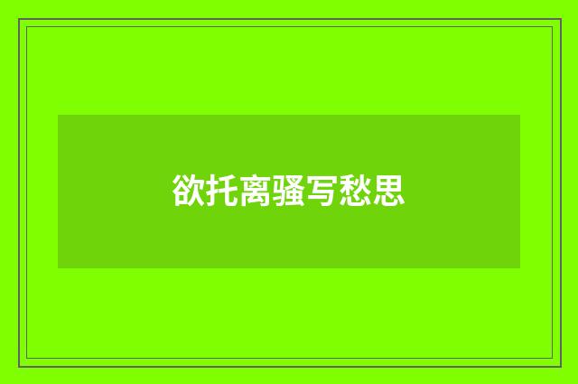 欲托离骚写愁思
