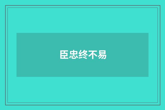 臣忠终不易