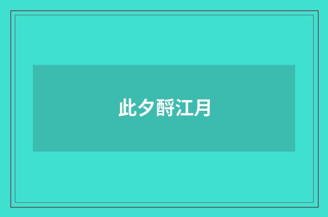 此夕酹江月