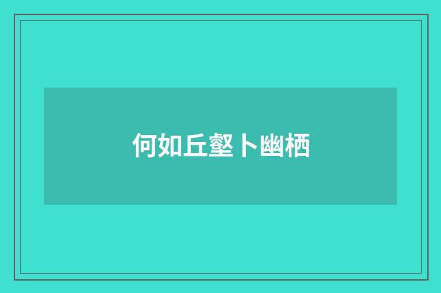 何如丘壑卜幽栖