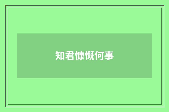 知君慷慨何事
