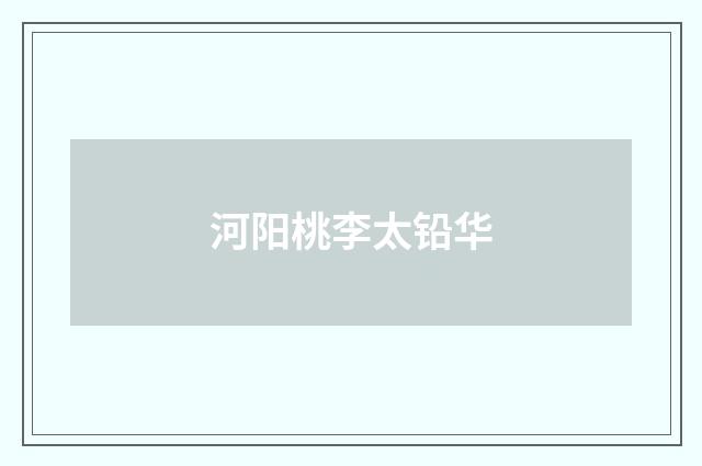 河阳桃李太铅华