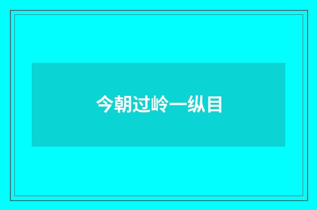 今朝过岭一纵目