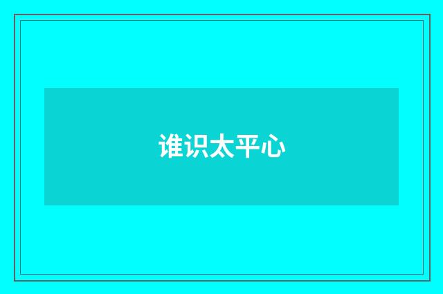 谁识太平心