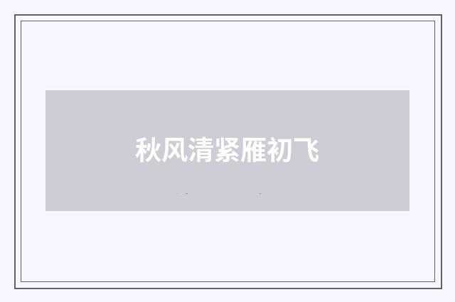 秋风清紧雁初飞