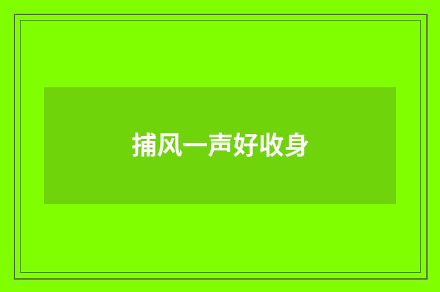 捕风一声好收身