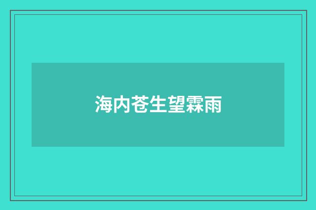 海内苍生望霖雨