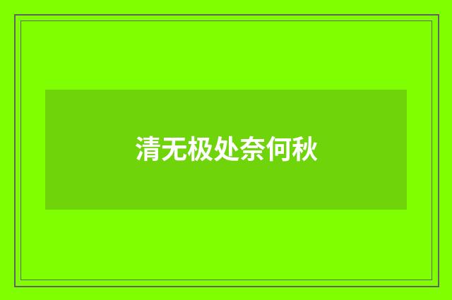 清无极处奈何秋