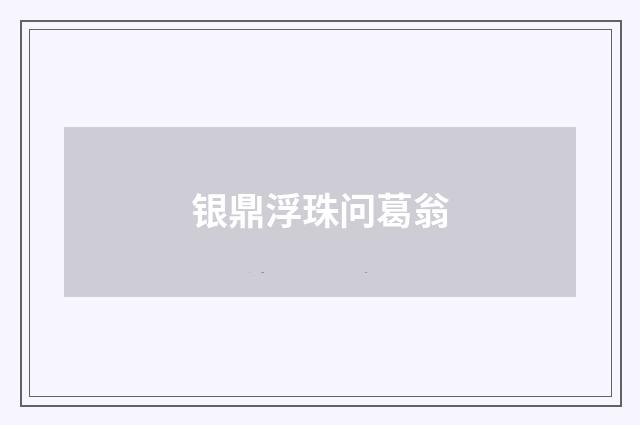 银鼎浮珠问葛翁