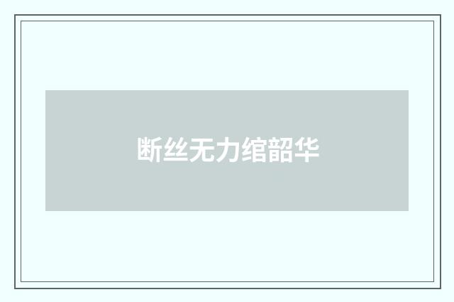 断丝无力绾韶华