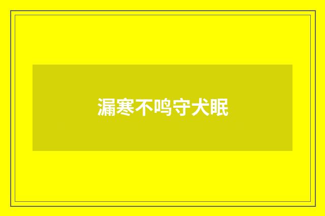 漏寒不鸣守犬眠