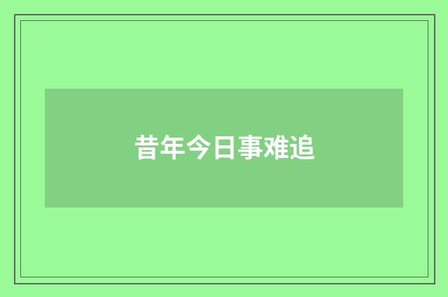 昔年今日事难追
