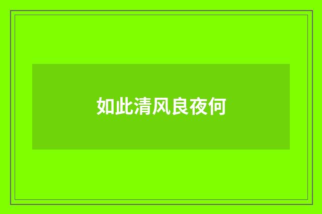 如此清风良夜何