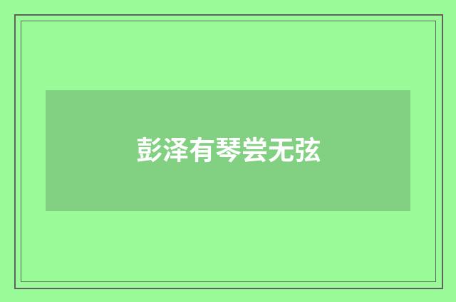 彭泽有琴尝无弦