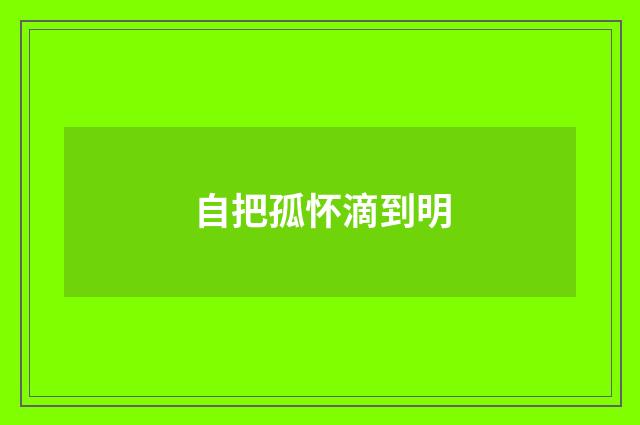 自把孤怀滴到明