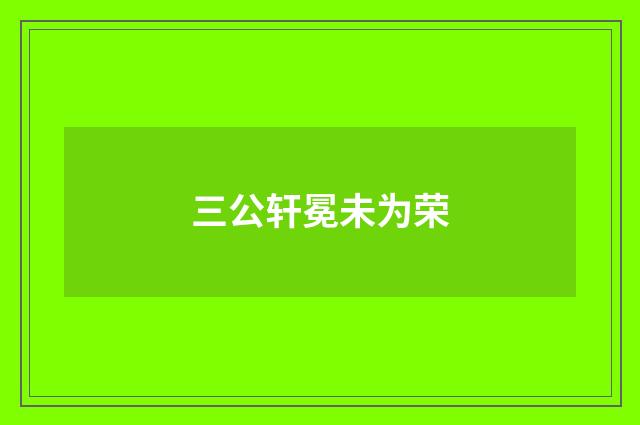 三公轩冕未为荣