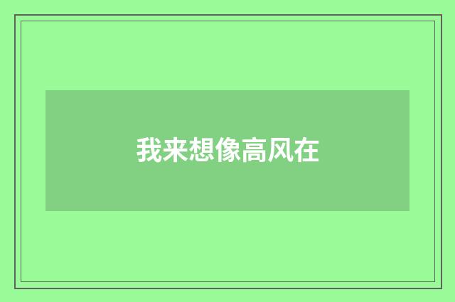 我来想像高风在
