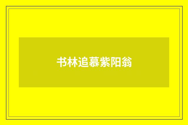书林追慕紫阳翁