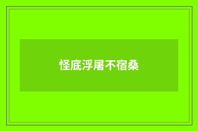 怪底浮屠不宿桑
