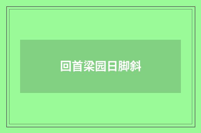 回首梁园日脚斜