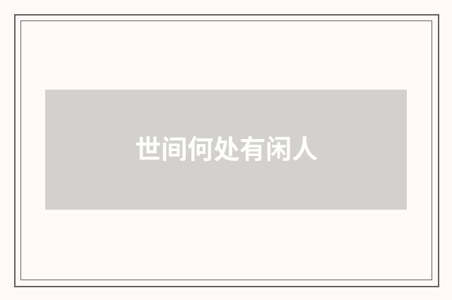世间何处有闲人