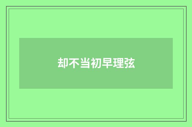 却不当初早理弦