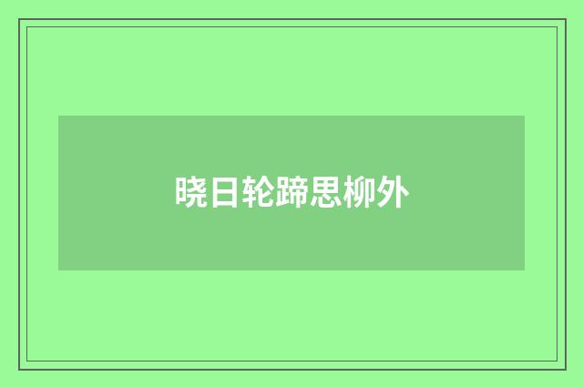 晓日轮蹄思柳外