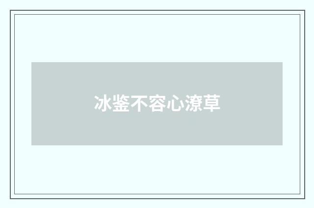 冰鉴不容心潦草
