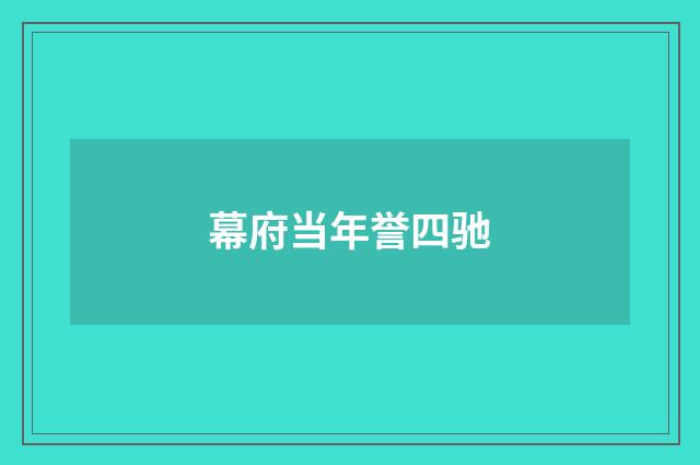 幕府当年誉四驰