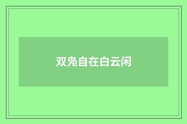双凫自在白云闲