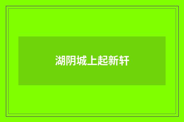 湖阴城上起新轩